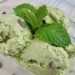 Creamy mint chocolate chip ice cream