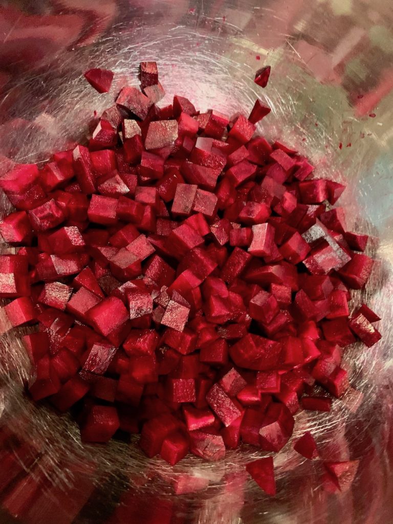 Beets diced into cubes
